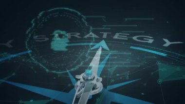 Pusula üzerinden strateji ile bağlantıların animasyonu. Ağ, bağlantılar, kişisel gelişim, iş ve olasılıklar konsepti dijital olarak oluşturulmuş video.