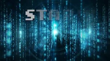 Yeniden başlama animasyonu ışıklar ve siyah arkaplan. Video oyunları, iletişim, renk ve hareket kavramı dijital olarak oluşturuldu.