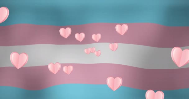 Animation Hearts Floating Striped Flag Lgbt Sexual Minority Gay Pride — Vídeo de Stock