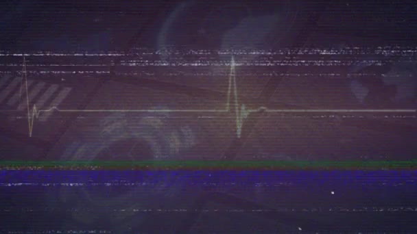 Animation Navy Digital Screen Diverse Data Processing Heart Rate Glitch — Stock videók