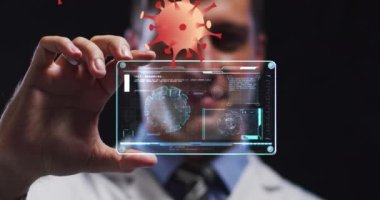 Sayıların ve İspanya bayrağının animasyonu finansal veri işlememizin üzerinde. İş ve teknoloji kavramı.