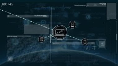 Dijital ekrandaki veriler üzerinden bağlantı animasyonu. Ağ, bağlantılar ve teknoloji konsepti dijital olarak oluşturulmuş video.