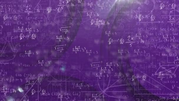 Animation Math Formulas Violet Background Math Science Education Learning Concept — Vídeo de Stock