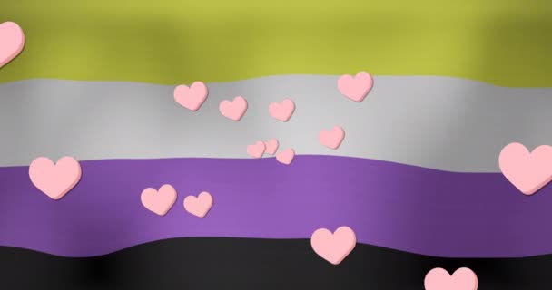 Animation Hearts Floating Striped Flag Lgbt Sexual Minority Gay Pride — 비디오