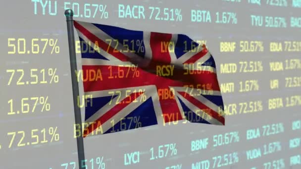 Animatie Van Vlag Van Groot Brittannië Financiële Gegevens Brits Financieel — Stockvideo