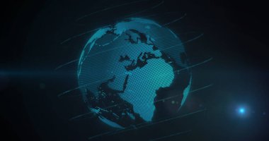 Siyah arkaplandaki dünya üzerindeki bağlantı ağının resmi. Dijital olarak oluşturulmuş küresel bağlantılar, ağlar ve veri işleme kavramı.