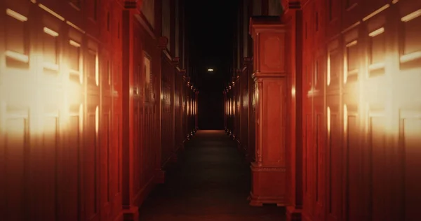 Image Old Wood Panelled Corridor Scary Dark Interior Fear Horror — Stock Fotó