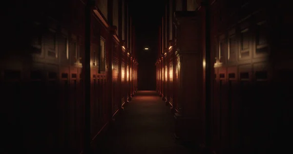 Image Old Wood Panelled Corridor Scary Dark Interior Fear Horror —  Fotos de Stock