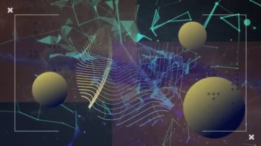 Şekiller üzerinde veri işleme animasyonu. küresel teknoloji ve dijital arayüz kavramı dijital olarak oluşturulmuş video.