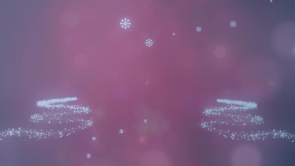 Animatie Van Sneeuw Die Kerstbomen Valt Kerstmis Winter Traditie Viering — Stockvideo