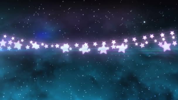 Animation Moving Stars Clouds Black Background Social Media Digital Interface — Video Stock