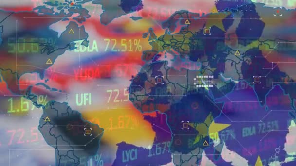 Animation Loop Graphical Map British Flag European Union Flag Stock — Wideo stockowe