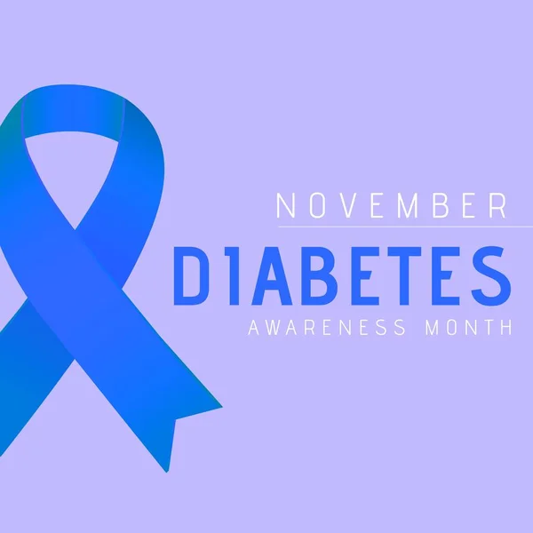 Afbeelding Van November Diabetes Bewustmakingsmaand Blauw Lint Violette Achtergrond Gezondheid — Stockfoto