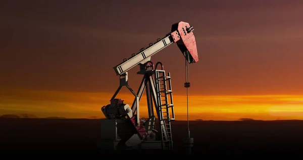 Image Working Pumpjack Landscape Global Business Digital Interface Concept Digitally — Fotografia de Stock