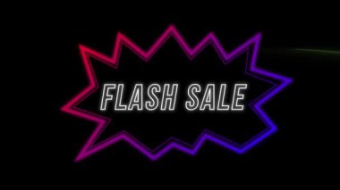 Animation of flash sale text over speech bubble. Retro future and digital interface concept digitally generated video.