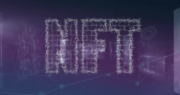 Animation Nft Digital Screens Data Violet Background Network Data Processing — 비디오