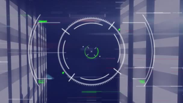 Animation Scope Scanning Blue Background Global Business Digital Interface Concept — Vídeo de Stock