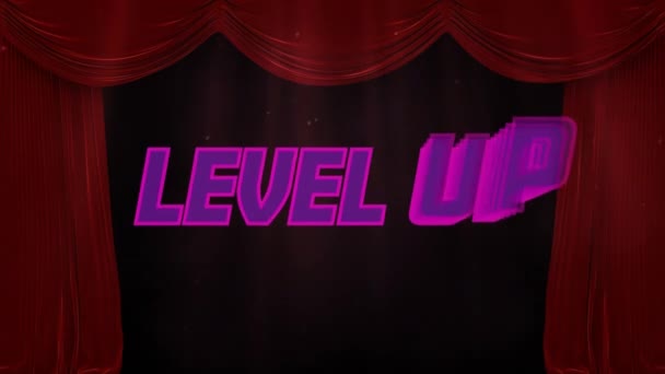 Animation Level Text Curtain Black Background Social Media Digital Interface — Stock videók