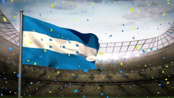 Animation Confetti Stadium Flag Honduras Global Sport Patriotism Concept Digitally — Stock Video