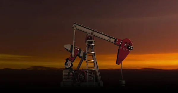 Image Working Pumpjack Landscape Global Business Digital Interface Concept Digitally — ストック写真