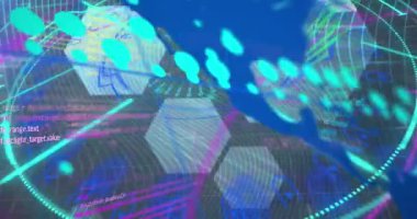 Animation of binary coding data processing and network of connections. Global data processing networks connections and digital interface concept digitally generated video.