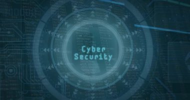 Mavi arkaplanda veri işleme animasyonu. küresel iş ve dijital arayüz kavramı dijital olarak oluşturulmuş video.