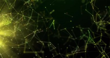 Bağlantılar ve siyah arkaplanda sarı ışık animasyonu. Yer, bağlantılar, takımyıldızlar ve evren konsepti dijital olarak oluşturulmuş video.