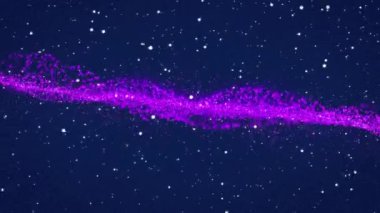 Mavi arka planda hareket eden noktaların canlandırması. Küresel iş ve dijital arayüz kavramı dijital olarak oluşturulmuş video.