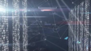 Şekiller üzerinde veri işleme animasyonu. küresel teknoloji ve dijital arayüz kavramı dijital olarak oluşturulmuş video.