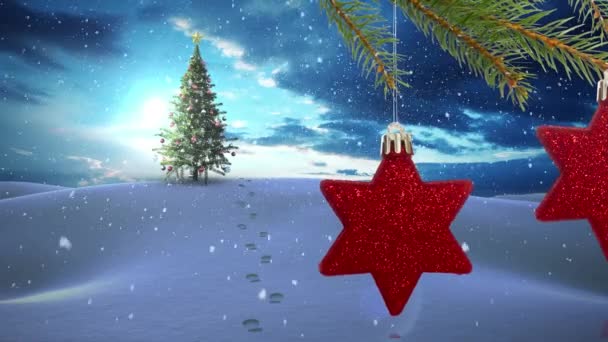 Animation Christmas Decorations Christmas Tree Christmas Tradition Celebration Concept Digitally — Wideo stockowe