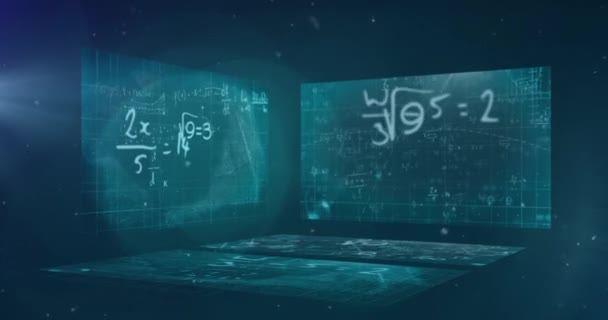 Animation Spots Mathematical Equations Global Business Digital Interface Concept Digitally — Vídeos de Stock