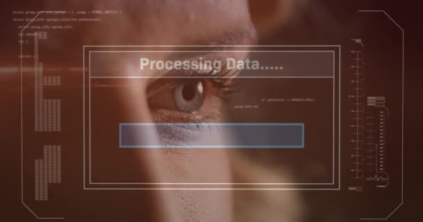 Animation Digital Screen Data Processing Eye Caucasian Woman Data Processing — Stockvideo