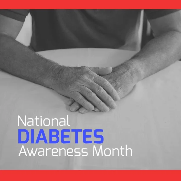 National Diabetes Awareness Month Hands Senior Caucasian Man Health Medicine — Stockfoto