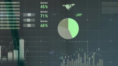 Beyaz arka planda veri işleme animasyonu. küresel teknoloji, bilgisayar ve dijital arayüz kavramı dijital olarak oluşturulmuş video.