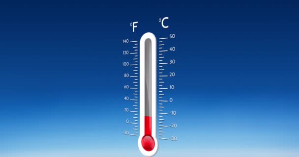 Animation Thermometer Blue Background Climate Weather Forecast Concept Digitally Generated — Stock video