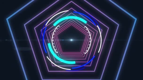 Animation Scope Scanning Neon Shapes Light Trails Black Background Global — Stok video