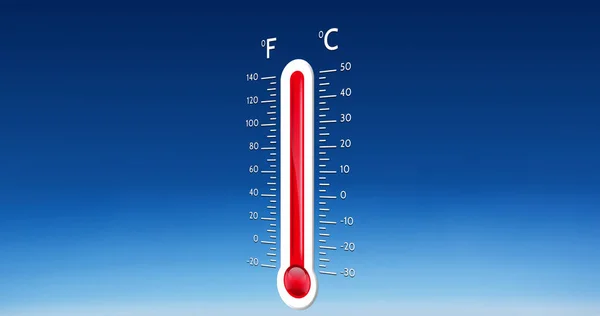 Image Thermometer Blue Background Climate Weather Forecast Concept Digitally Generated — Stok fotoğraf