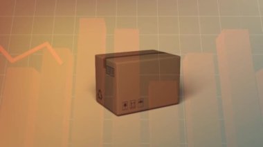 Animation of data processing over box. Global delivery and digital interface concept digitally generated video.