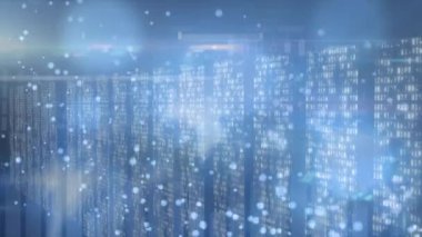 Animation of data processing and dots of light on black background. Data processing, computers and technology concept digitally generated video.