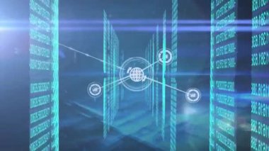 Animation of connections over lights and servers. Global network, connections, communication and technology concept digitally generated video.