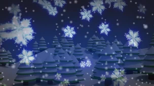 Animation Snow Falling Winter Landscape New Year Celebration Concept Digitally — Video Stock