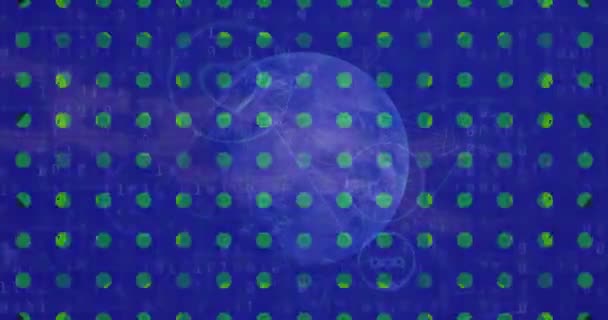 Animation Network Digital Icons Binary Coding Globe Blue Background Global — Stockvideo