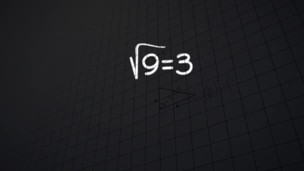Animation Math Formulas Numbers Black Background Science Math Data Processing — Video Stock