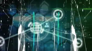 Animation of connections over hexagons and connections. Global network, connections, communication and technology concept digitally generated video.