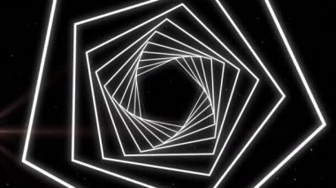 Animation of white shapes on black background. Global technology and digital interface concept digitally generated video.
