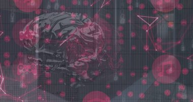 Sunucu odasında beyni olan veri işleme ve küresinin görüntüsü. Küresel iş ve dijital arayüz kavramı dijital olarak oluşturulmuş görüntü