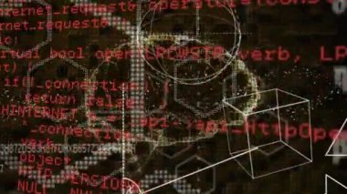 Animation of digital screen with scientific data, brain and hexagons. Science, human biology, data and technology concept digitally generated video.