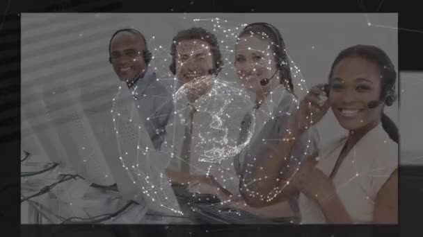 Animation Data Processing Diverse Business People Screens Global Business Digital — Stock videók