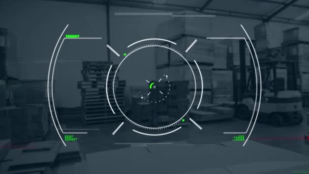 Animation Scope Scanning Warehouse Global Business Digital Interface Concept Digitally — Stockvideo