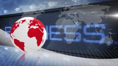 Animation of globe and world map over blue background. Global business and digital interface concept digitally generated video.